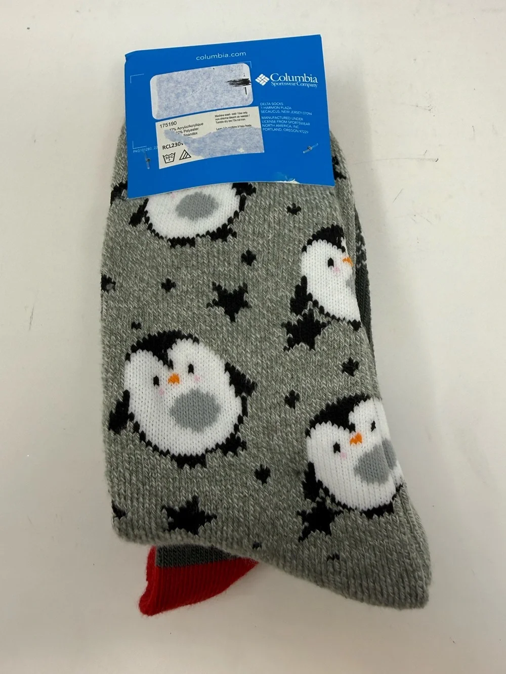 Columbia Winter Penguin Holiday Print 2 Pair Pack Socks NWT